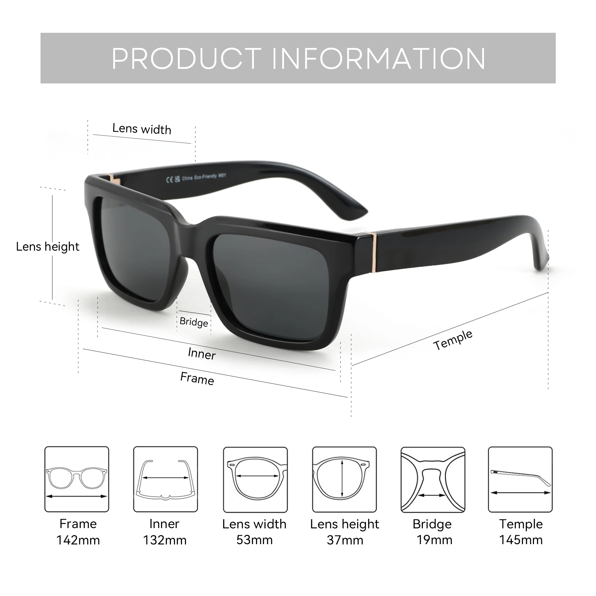 ZENOTTIC 2026 New Fashion Square Polarized Sunglasses Women Men UV400 Protection Shade Rectangle Sun Glasses