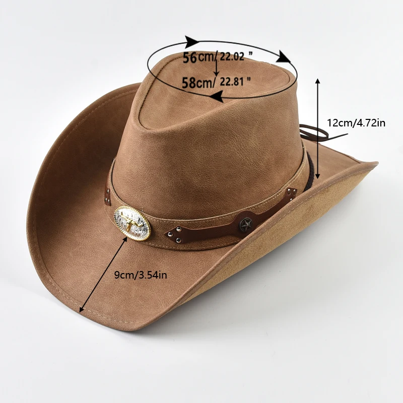 100% Leather Western Cowboy Hat for Men Wide Brim Gentleman Church Cowgirl Jazz Hats Pamama Windproof Rope Hat