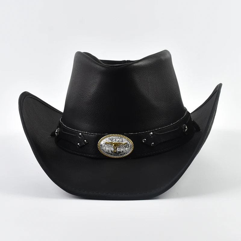 100% Leather Western Cowboy Hat for Men Wide Brim Gentleman Church Cowgirl Jazz Hats Pamama Windproof Rope Hat