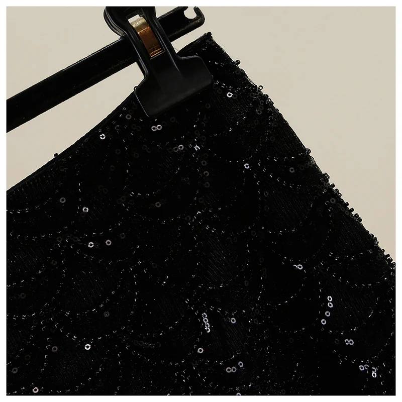Fashion Bling Skirts High Waist Sequins And Beading A-line Mujer Mini Skirt Casual Sexy Women Clothe