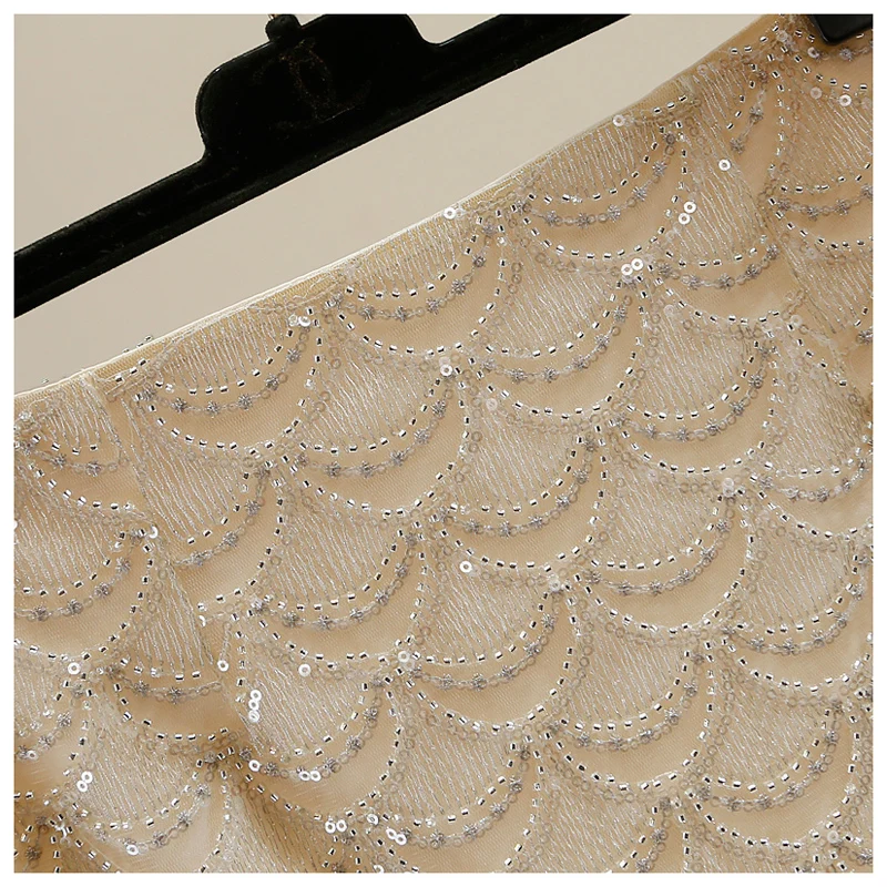 Fashion Bling Skirts High Waist Sequins And Beading A-line Mujer Mini Skirt Casual Sexy Women Clothe