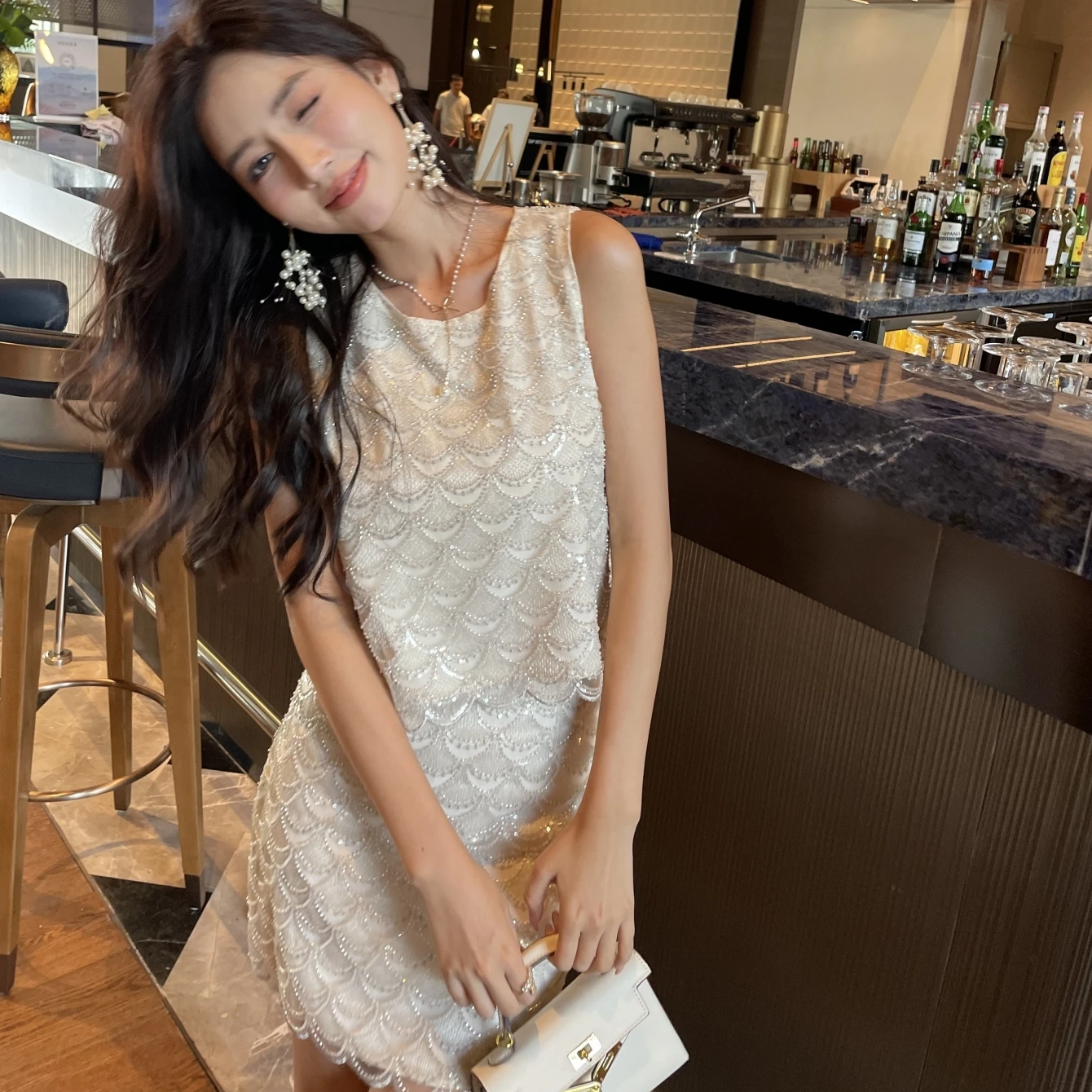 Fashion Bling Skirts High Waist Sequins And Beading A-line Mujer Mini Skirt Casual Sexy Women Clothe
