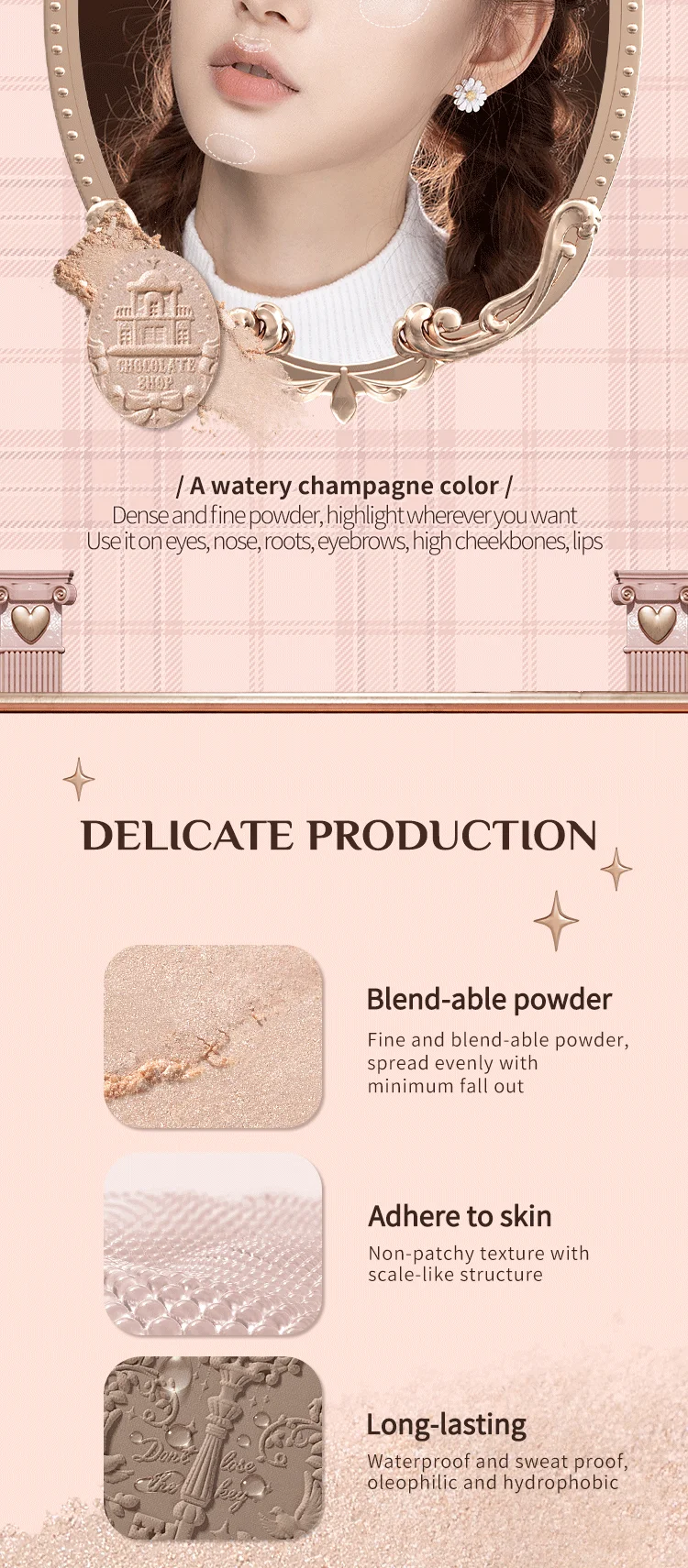 Flower Knows Chocolate Wonder-Shop Highlighter Contour Powder Face Palette for Women Bronzer Illuminator Original Highend Makeup