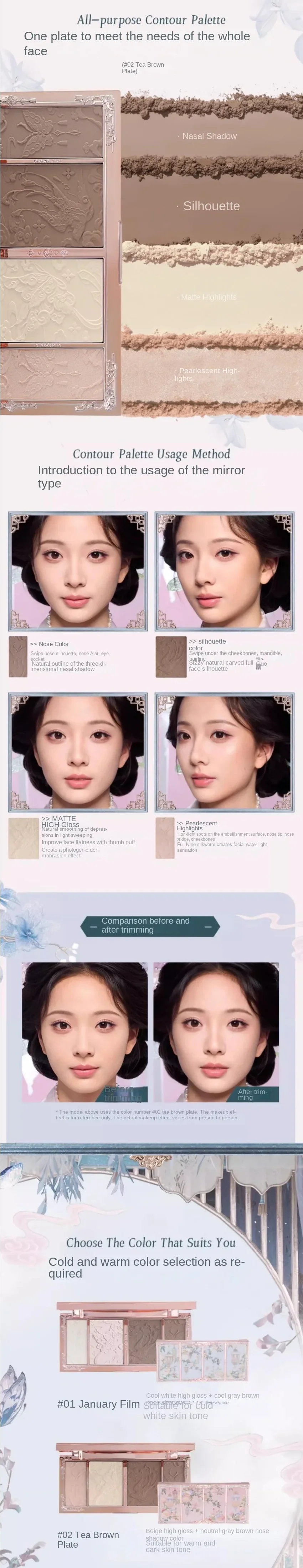 Flower Knows Chocolate Wonder-Shop Highlighter Contour Powder Face Palette for Women Bronzer Illuminator Original Highend Makeup