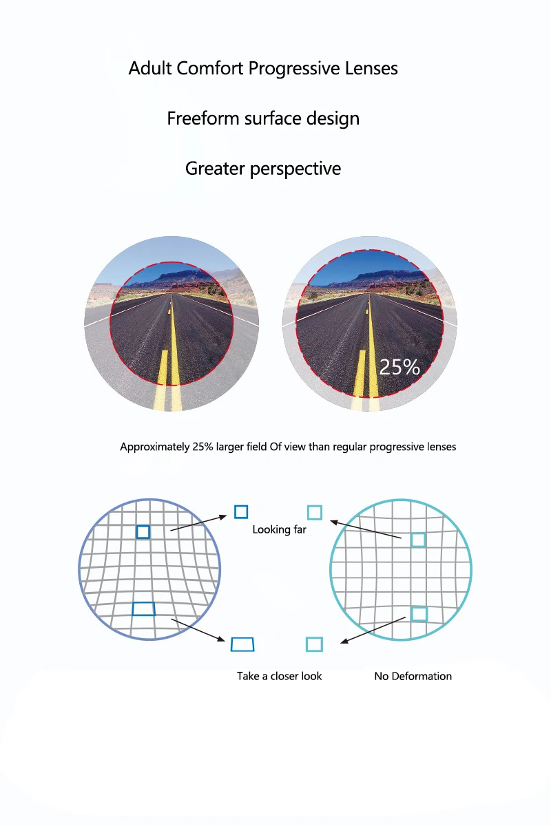 ALICIA 1.56 1.61 1.67 1.74Anti-scratch Anti-blue Photochromic 4K Widest Field of View Progressive Multi-focal Lens 1 Pair