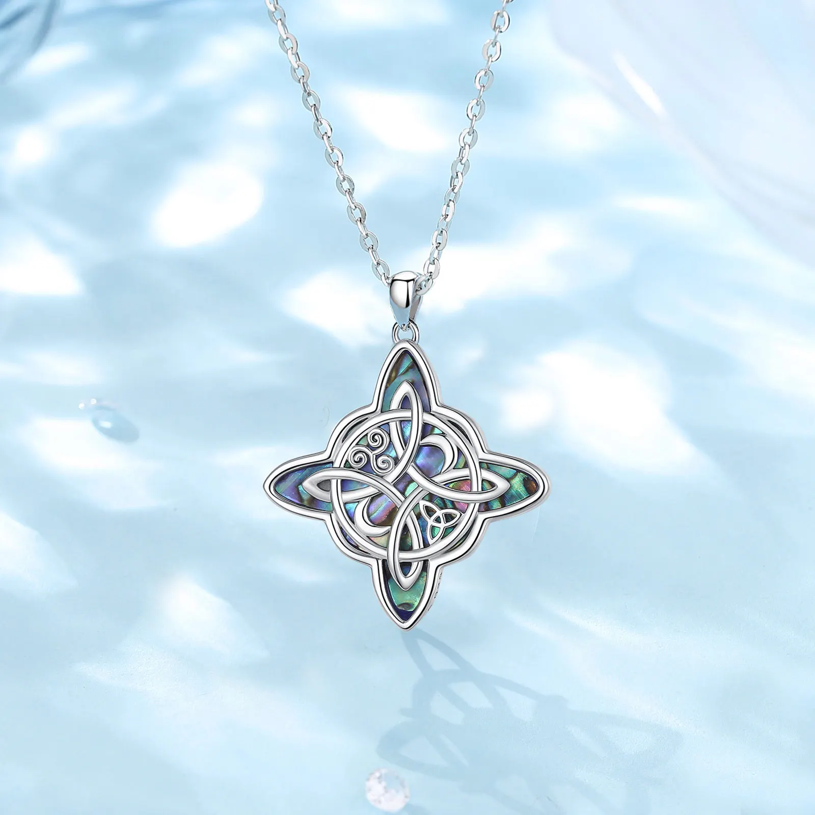 Eudora original 925 Sterling Silver Witch Knot Necklace for Men Women Natural Abalone Witchcraft Amulet Pendant Wicca Jewelry