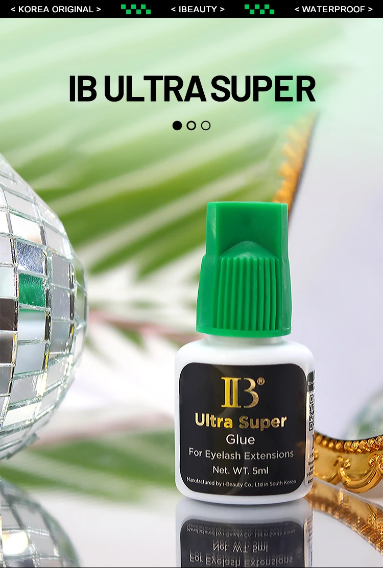 Korea Original IB Ultra Super Glue for Eyelash Extensions 5ml Professional IB Green Cap Glue False Lash Adhesive Makeup Tools