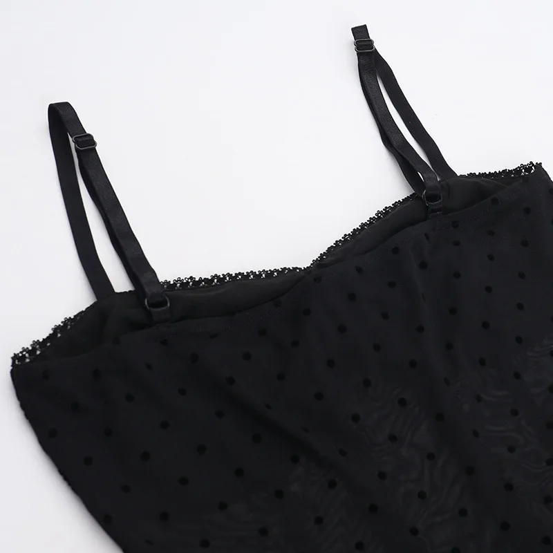 AltGoth Fairycore Grunge Gothic Midi Dress Women Streetwear Sexy Aesthetic Spaghetti Strap Flocking See Through Corset Dresses