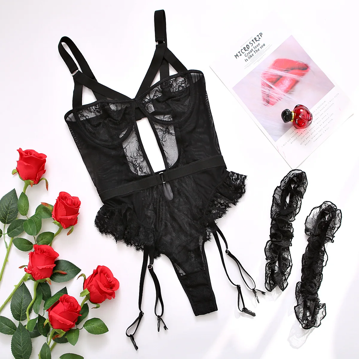 CHILLGIO Floral Lace Sexy Women Onesie Skinny One Piece Combination Catsuits Push Up Tights Transparent Erotic Bodycon Bodysuits