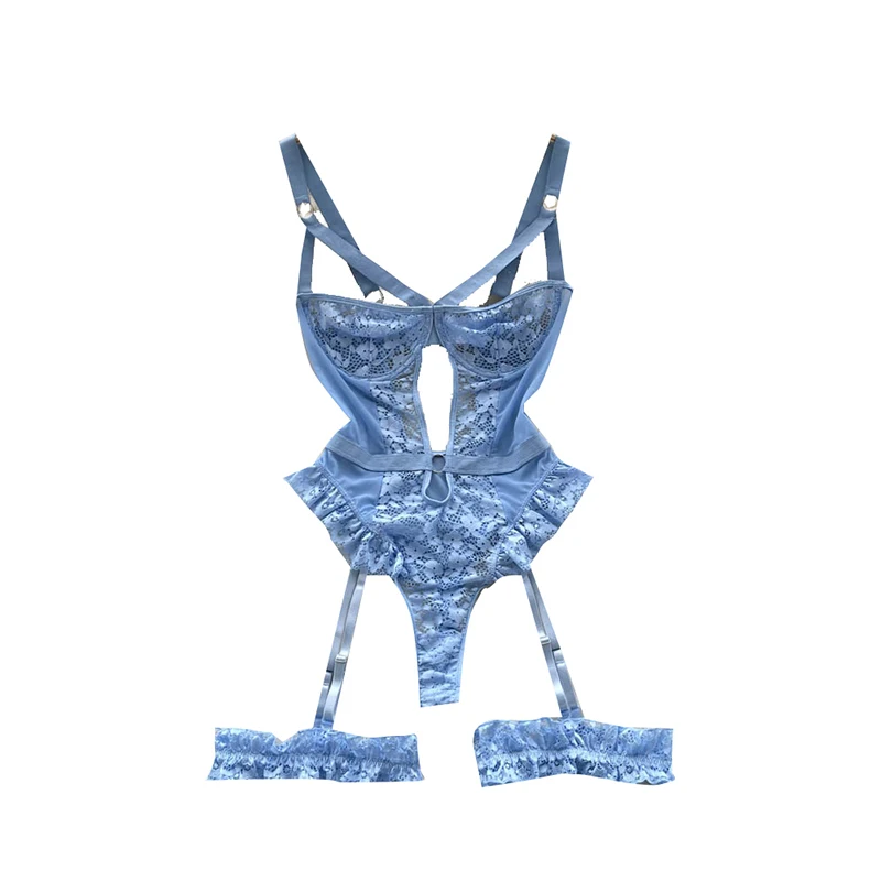 CHILLGIO Floral Lace Sexy Women Onesie Skinny One Piece Combination Catsuits Push Up Tights Transparent Erotic Bodycon Bodysuits