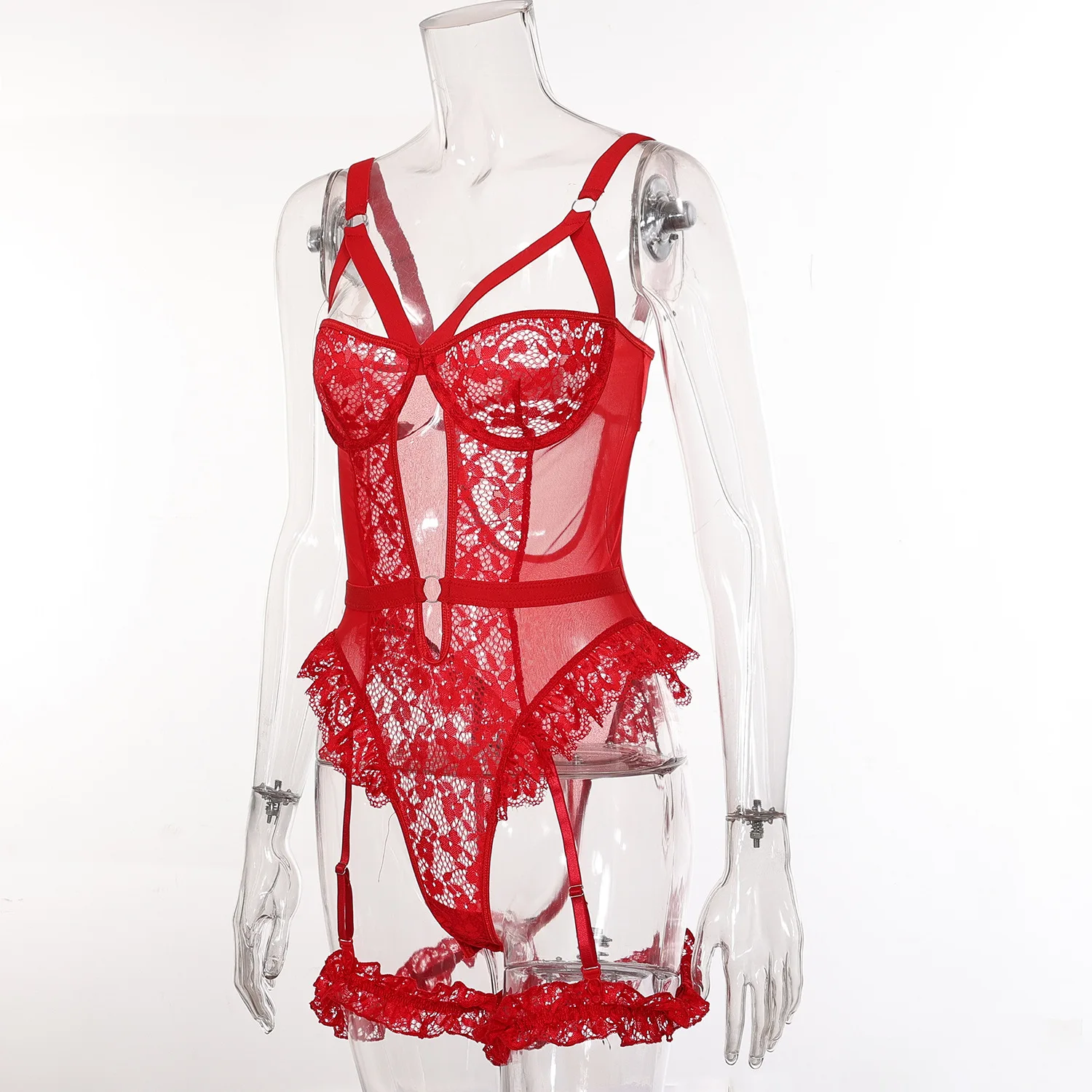 CHILLGIO Floral Lace Sexy Women Onesie Skinny One Piece Combination Catsuits Push Up Tights Transparent Erotic Bodycon Bodysuits