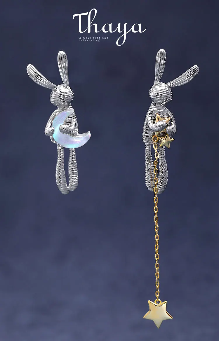 Thaya New Trendy Rabbit Design Women Drop Earring S925 Silver Needle Crystal Pendant Earrings For Women Vintage Fine Jewelry