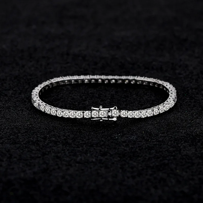 S925 Sterling Silver D VVS Moissanite Tennis Bracelet Passes Diamond Sparkling Test Solid Jewelry Wedding Women Gift