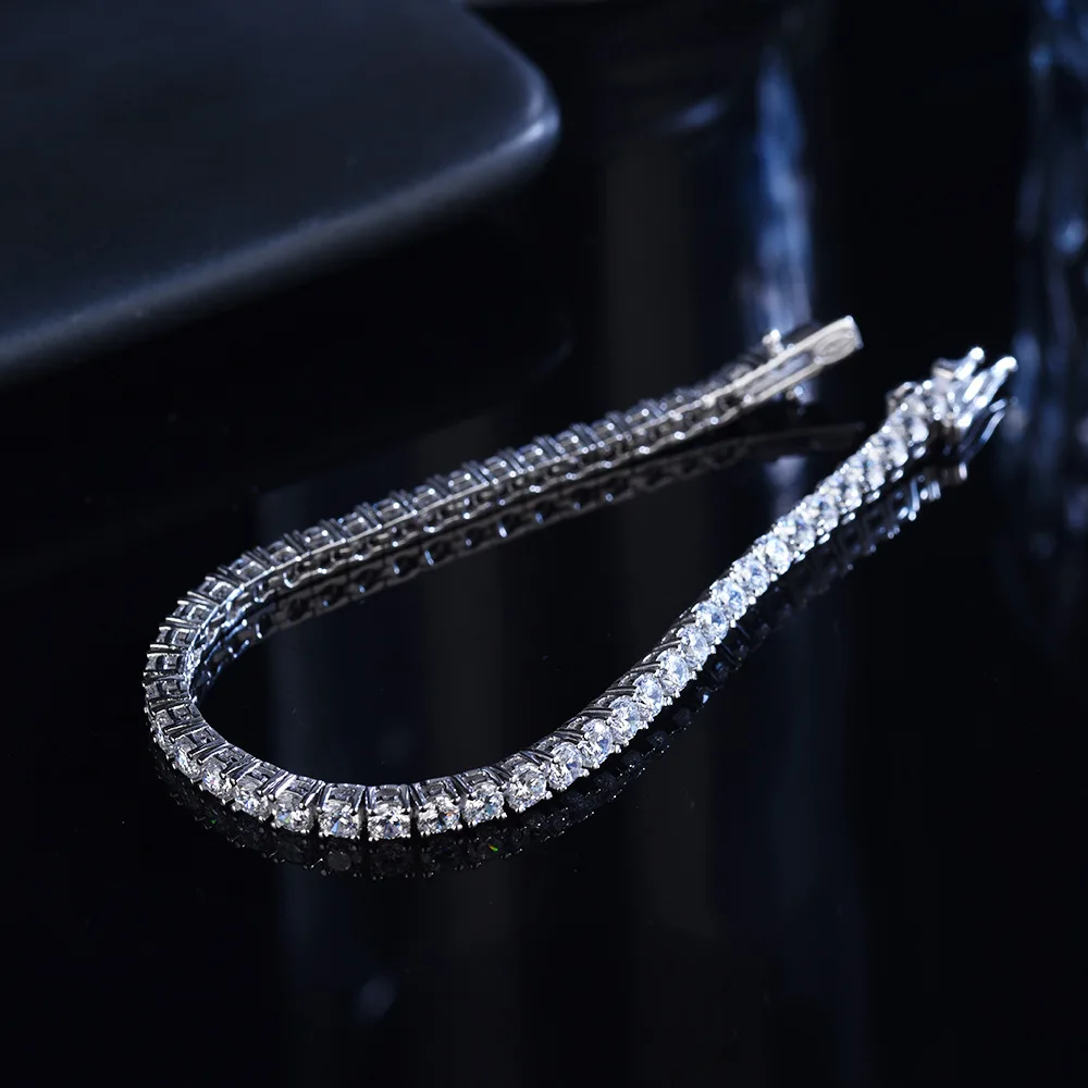 S925 Sterling Silver D VVS Moissanite Tennis Bracelet Passes Diamond Sparkling Test Solid Jewelry Wedding Women Gift