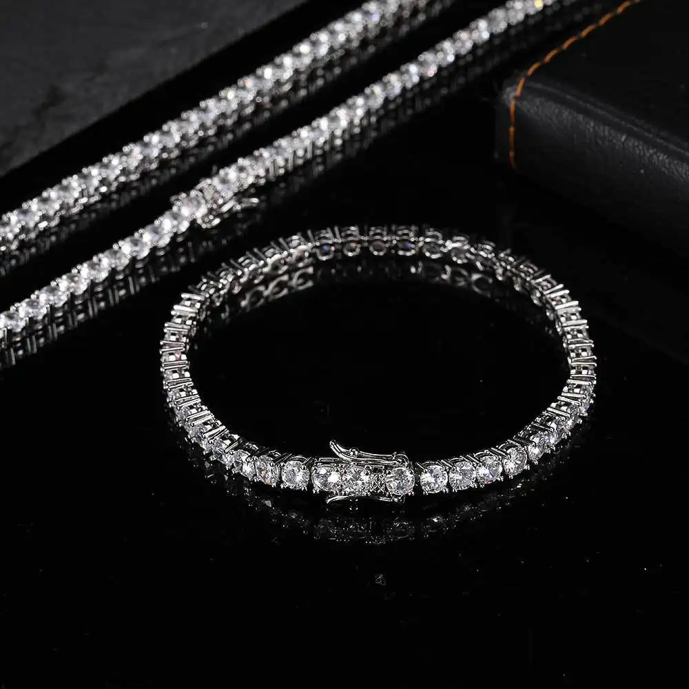 S925 Sterling Silver D VVS Moissanite Tennis Bracelet Passes Diamond Sparkling Test Solid Jewelry Wedding Women Gift