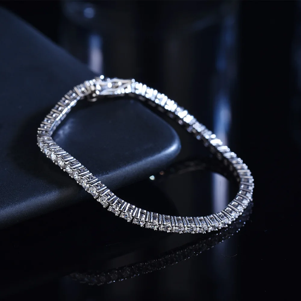 S925 Sterling Silver D VVS Moissanite Tennis Bracelet Passes Diamond Sparkling Test Solid Jewelry Wedding Women Gift