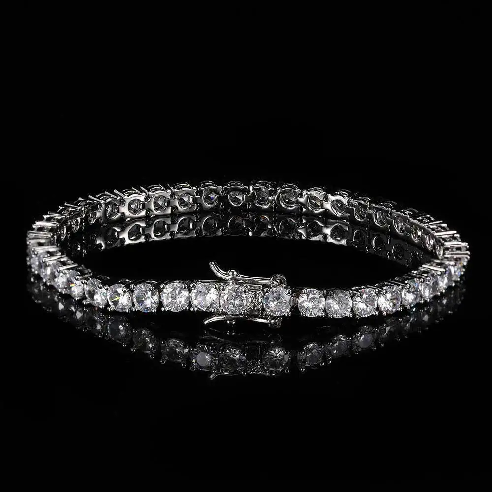 S925 Sterling Silver D VVS Moissanite Tennis Bracelet Passes Diamond Sparkling Test Solid Jewelry Wedding Women Gift