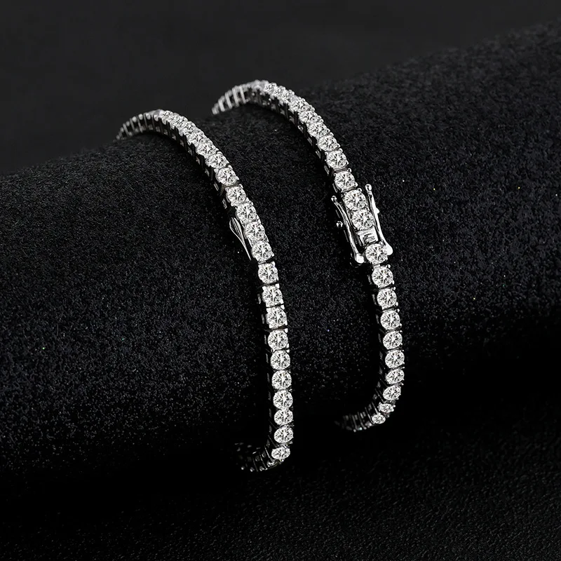 S925 Sterling Silver D VVS Moissanite Tennis Bracelet Passes Diamond Sparkling Test Solid Jewelry Wedding Women Gift