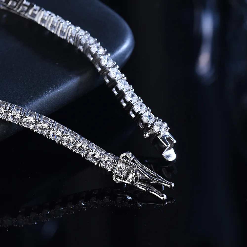 S925 Sterling Silver D VVS Moissanite Tennis Bracelet Passes Diamond Sparkling Test Solid Jewelry Wedding Women Gift