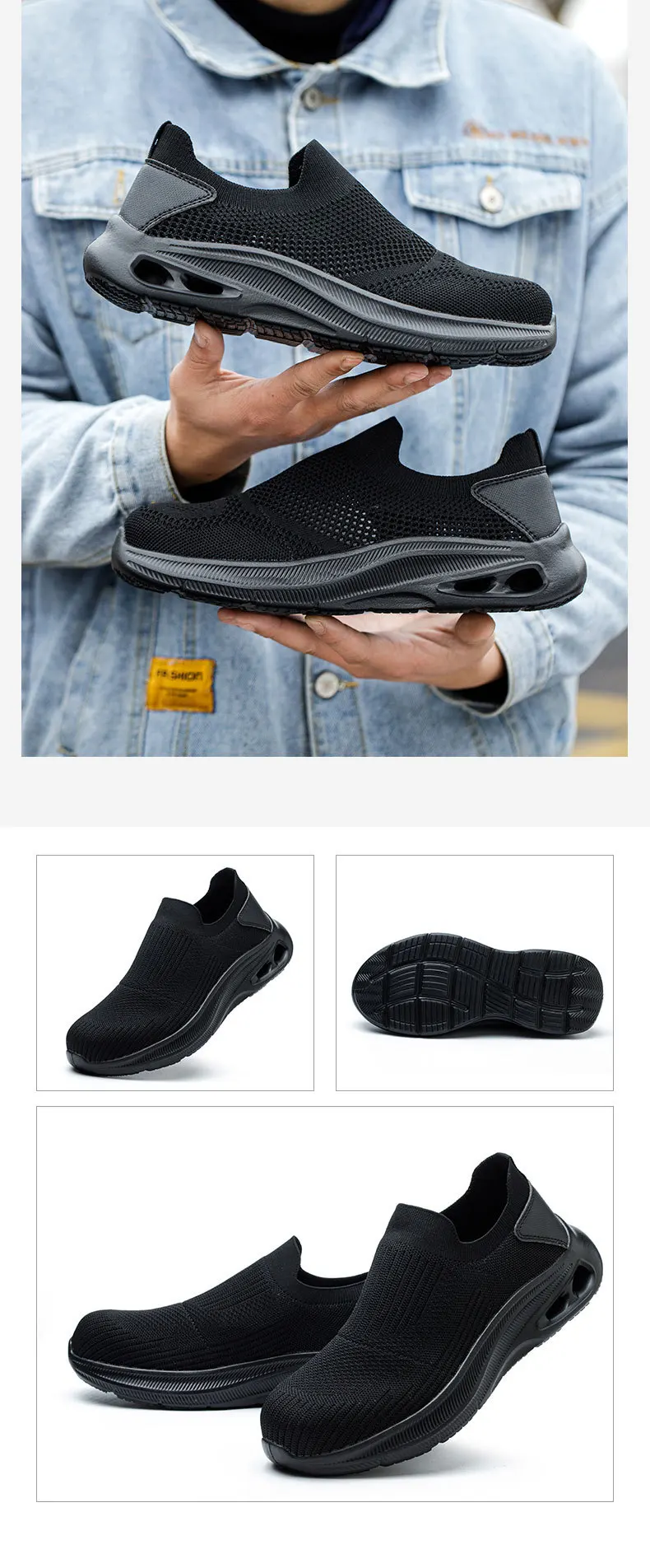 2026 Breathable Mens Work Safety Shoes Lightweight Steel Toe Anti Smashing Anti Slip Indestructible Male Boots Footwear Sneakers