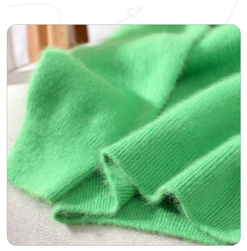 Autumn Winter New Mink Cashmere Sweater Women's Half-Height Color Matching Knitted Pullover Casual Padded Wool Bottoming Coat