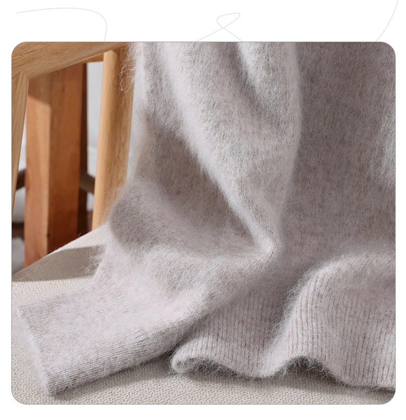 Autumn Winter New Mink Cashmere Sweater Women's Half-Height Color Matching Knitted Pullover Casual Padded Wool Bottoming Coat