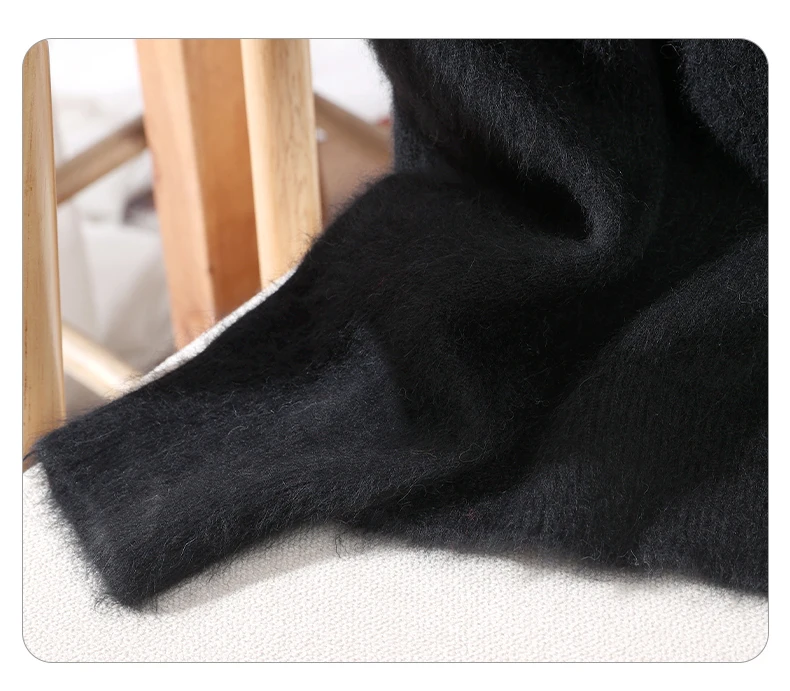 Autumn Winter New Mink Cashmere Sweater Women's Half-Height Color Matching Knitted Pullover Casual Padded Wool Bottoming Coat