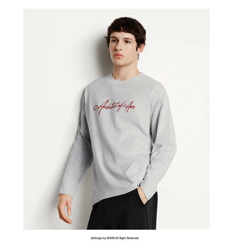 Semir Long Sleeve T-Shirt Unisex Couple Style Basic Versatile Top for Everyday Commuting 2025 Autumn New Arrival