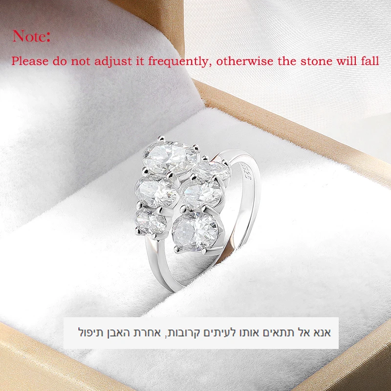 Smyoue 3.6CTTW Certified Full Moissanite Wedding Rings for Women Sparkling Bride Lab Diamond Band Pure 925 Silver Plated 18K
