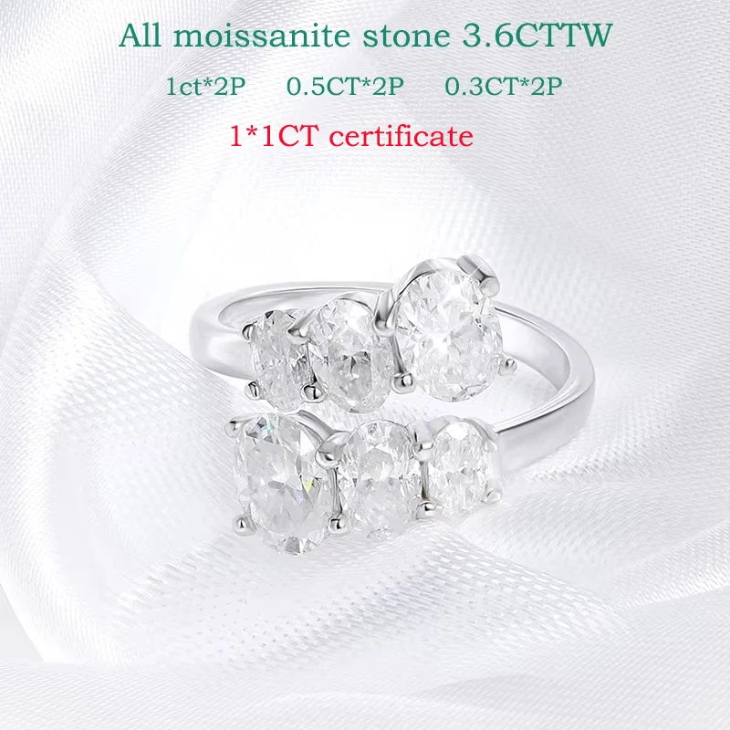 Smyoue 3.6CTTW Certified Full Moissanite Wedding Rings for Women Sparkling Bride Lab Diamond Band Pure 925 Silver Plated 18K