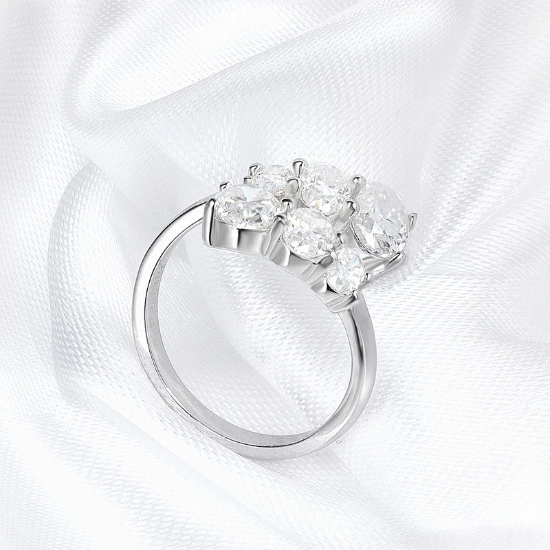 Smyoue 3.6CTTW Certified Full Moissanite Wedding Rings for Women Sparkling Bride Lab Diamond Band Pure 925 Silver Plated 18K
