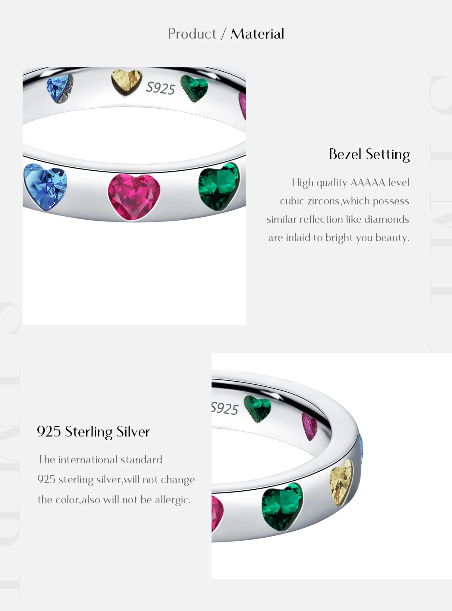 MODIAN 925 Sterling Silver Sweet Romantic Colorful Zircon Heart Stackable Eternity Band Trendy Rings For Women Fine Jewelry