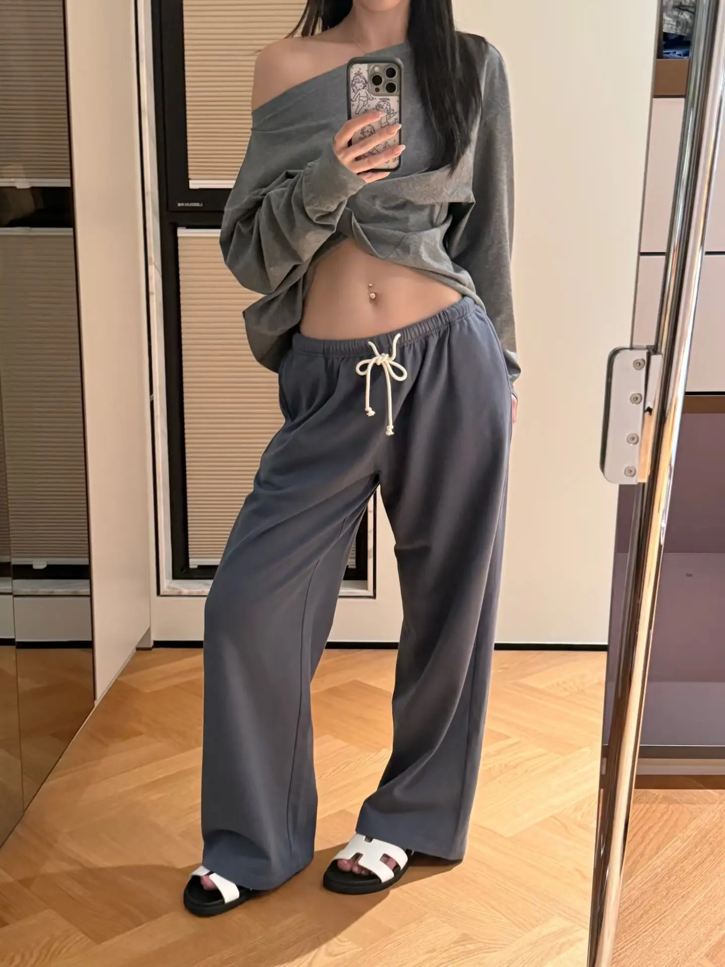 Solid Drawstring Straight Sweatpants Women Autumn High Waist Soft Cotton Trousers Casual Vintage Streetwear Sport Long Pant Y2k