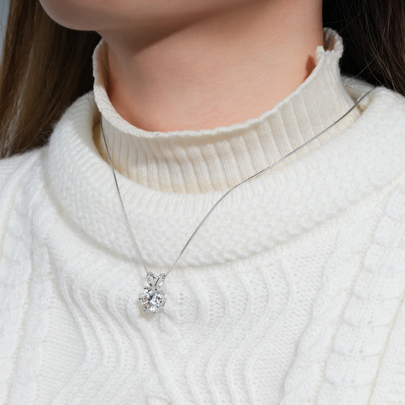 RAPRGOLD Certified 0.5-5ct Moissanite Pendant Necklaces S925 Sterling Silver Solitaire Necklace Chains For Women Jewellry Gifts