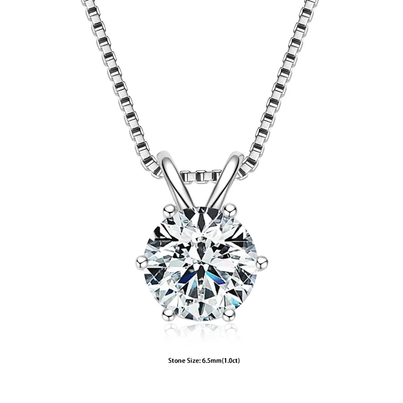 RAPRGOLD Certified 0.5-5ct Moissanite Pendant Necklaces S925 Sterling Silver Solitaire Necklace Chains For Women Jewellry Gifts