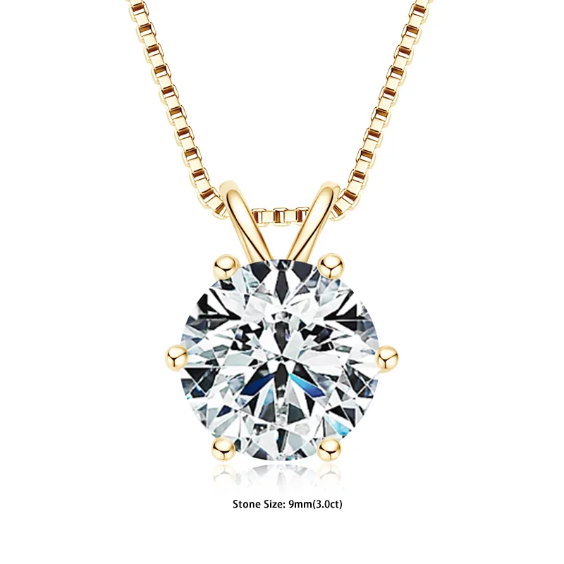RAPRGOLD Certified 0.5-5ct Moissanite Pendant Necklaces S925 Sterling Silver Solitaire Necklace Chains For Women Jewellry Gifts