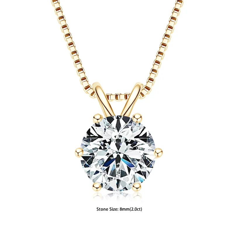 RAPRGOLD Certified 0.5-5ct Moissanite Pendant Necklaces S925 Sterling Silver Solitaire Necklace Chains For Women Jewellry Gifts