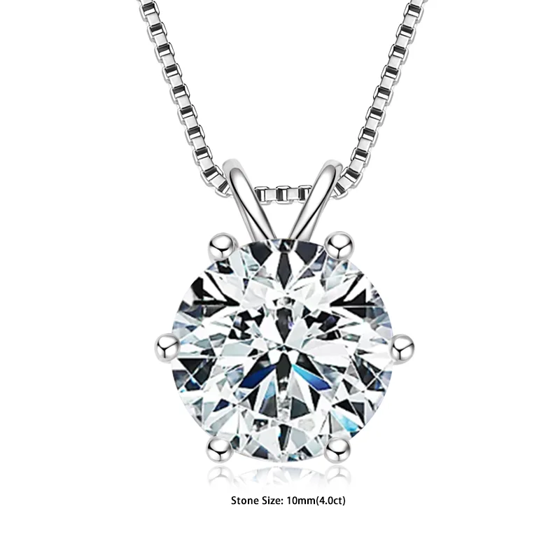 RAPRGOLD Certified 0.5-5ct Moissanite Pendant Necklaces S925 Sterling Silver Solitaire Necklace Chains For Women Jewellry Gifts