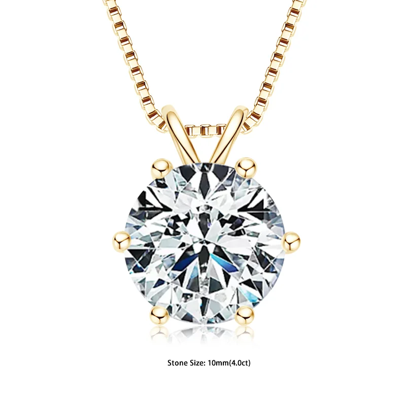 RAPRGOLD Certified 0.5-5ct Moissanite Pendant Necklaces S925 Sterling Silver Solitaire Necklace Chains For Women Jewellry Gifts