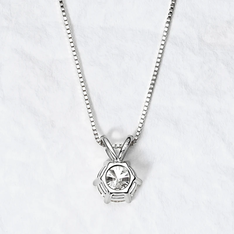 RAPRGOLD Certified 0.5-5ct Moissanite Pendant Necklaces S925 Sterling Silver Solitaire Necklace Chains For Women Jewellry Gifts