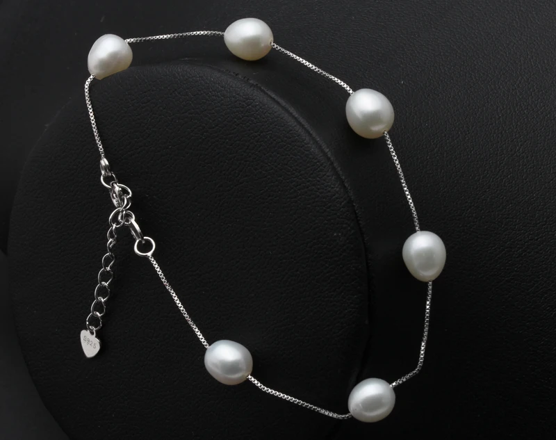 Real Freshwater Pearl Bracelet For Women,Wedding Natural Pearl Bracelet 925 Silver Wife Mother Birthday Gift White