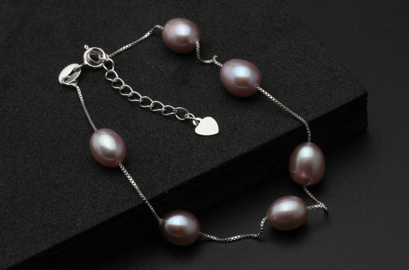Real Freshwater Pearl Bracelet For Women,Wedding Natural Pearl Bracelet 925 Silver Wife Mother Birthday Gift White