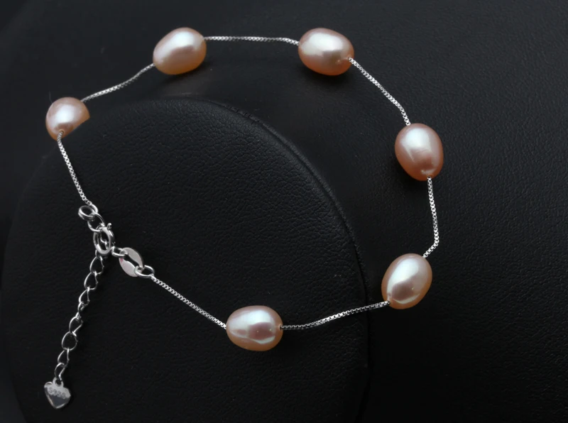 Real Freshwater Pearl Bracelet For Women,Wedding Natural Pearl Bracelet 925 Silver Wife Mother Birthday Gift White