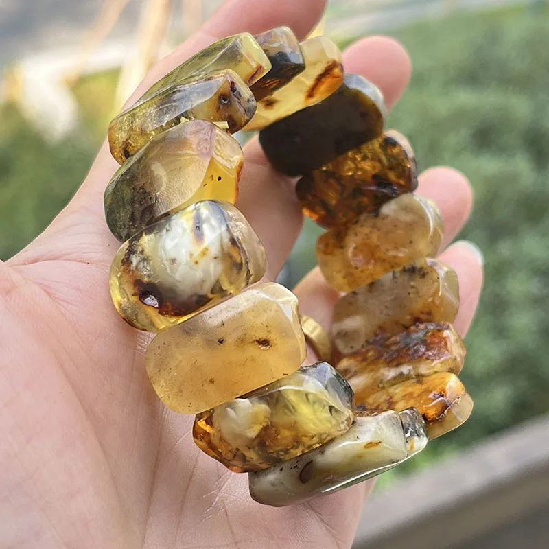 Yoowei Baltic Medical Amber Bracelet for Unisex Original Handmade Fashion Diy Healing Yellow Amber Jewelry Accessories Wholesale