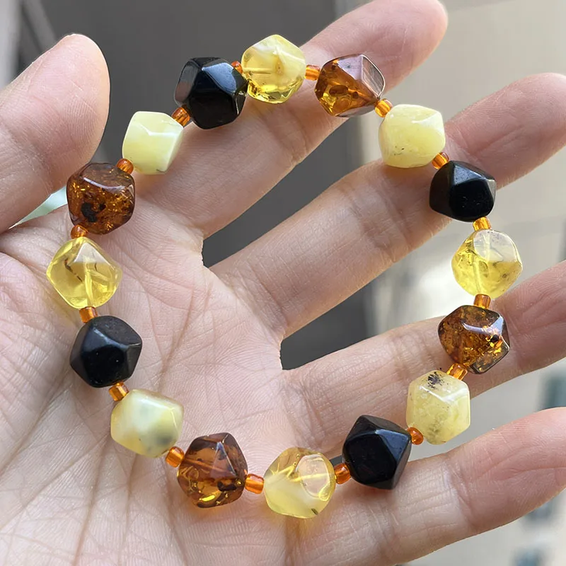 Yoowei Baltic Medical Amber Bracelet for Unisex Original Handmade Fashion Diy Healing Yellow Amber Jewelry Accessories Wholesale