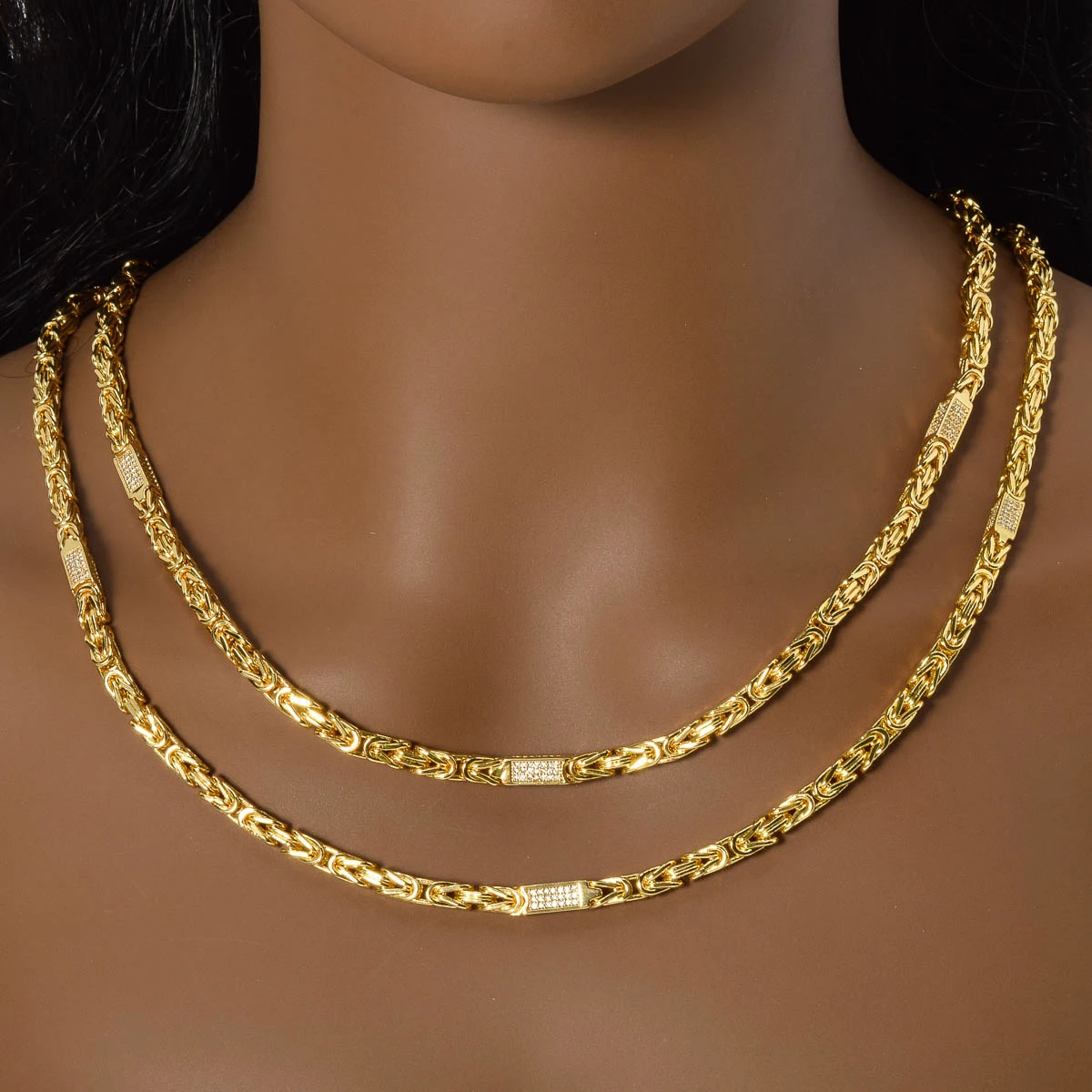 1PC Hot Selling Men's Women's Necklace 5mm Wide Square Hip-Hop Chain Inlaid Exquisite Shiny Zircon Suitable Daily Party Gifts