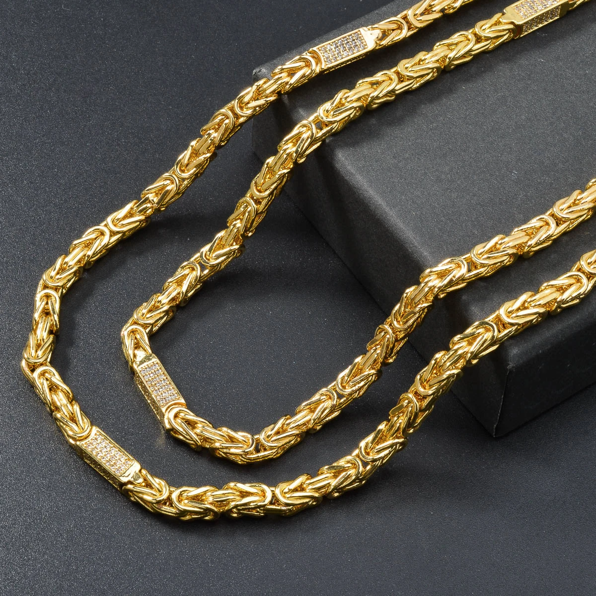 1PC Hot Selling Men's Women's Necklace 5mm Wide Square Hip-Hop Chain Inlaid Exquisite Shiny Zircon Suitable Daily Party Gifts