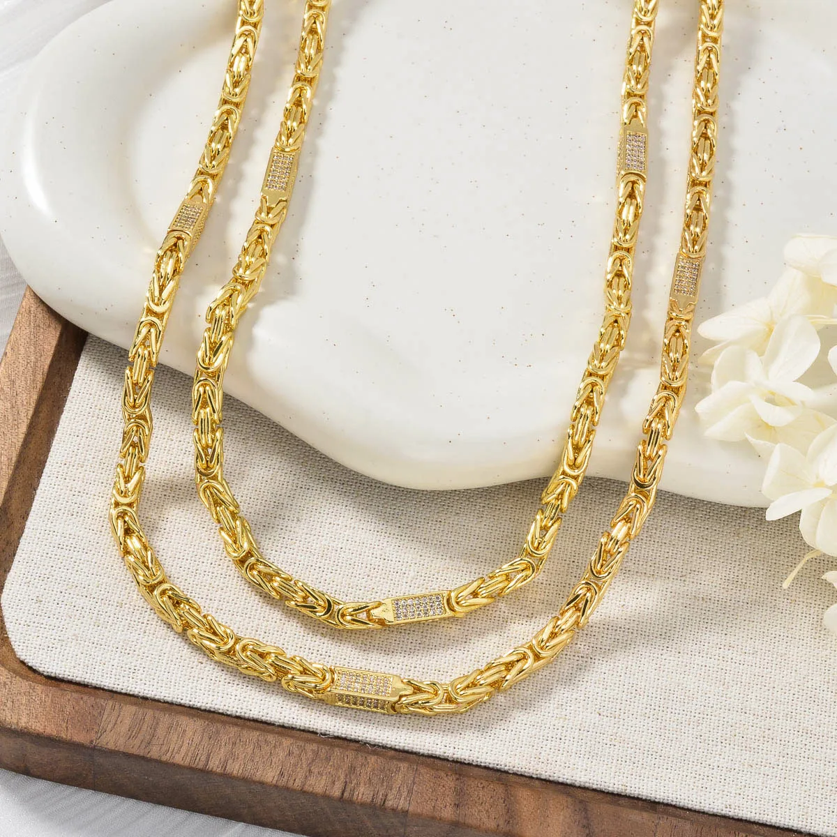 1PC Hot Selling Men's Women's Necklace 5mm Wide Square Hip-Hop Chain Inlaid Exquisite Shiny Zircon Suitable Daily Party Gifts