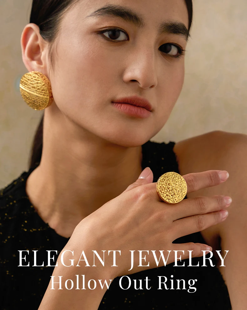 IVOG Hollow Out Design Rings for Women Lines Are Fine and Irregularly Interwoven Rings Fashion Jewelry Gift