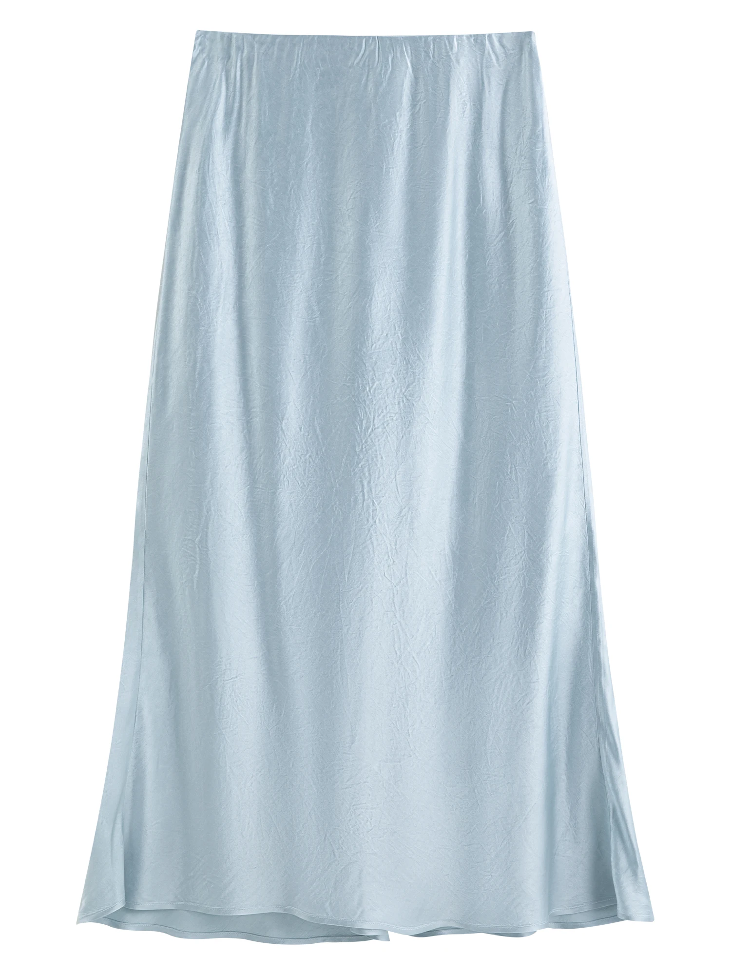 FSLE Wool Acetate Trumpet Skirt Women Elastic Waist Pearlescent Drape Elegant Long Elegant Style Spring 2026 Simple